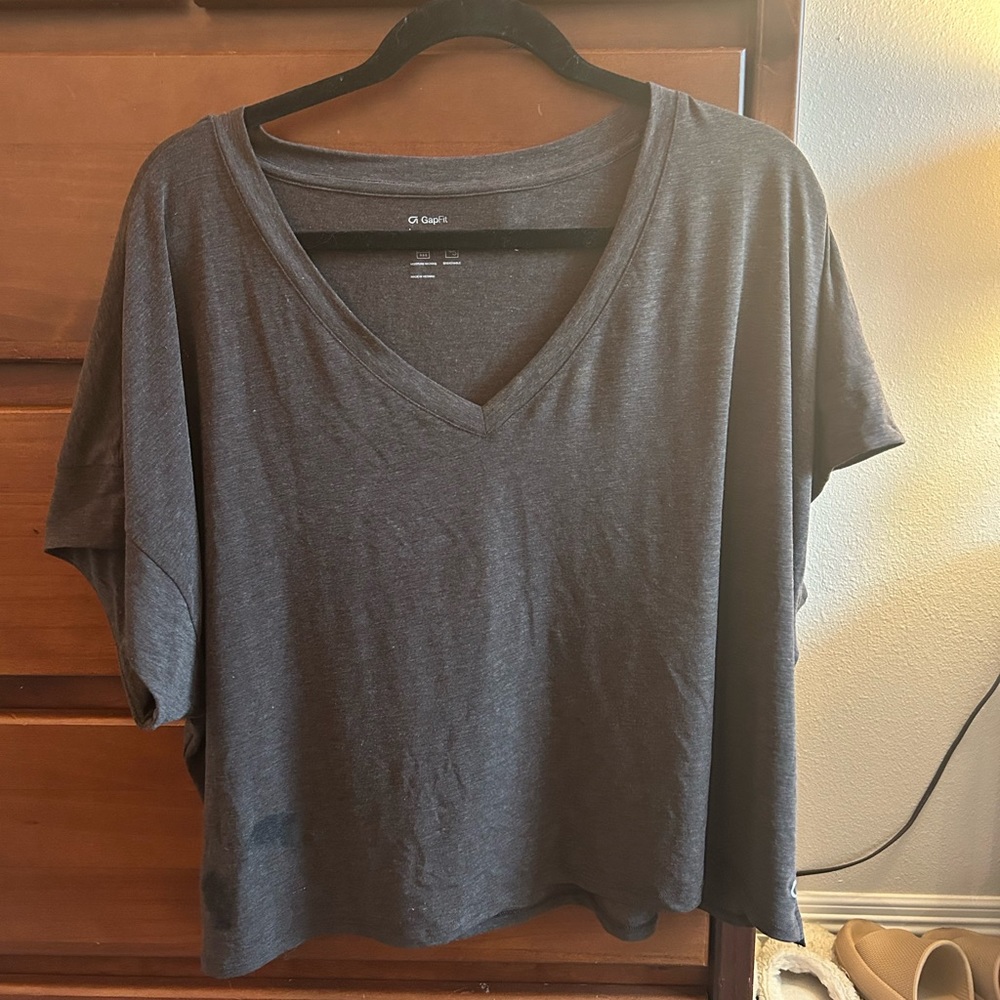 Heather Grey GapFit Breathe Cropped Boxy Tshirt
